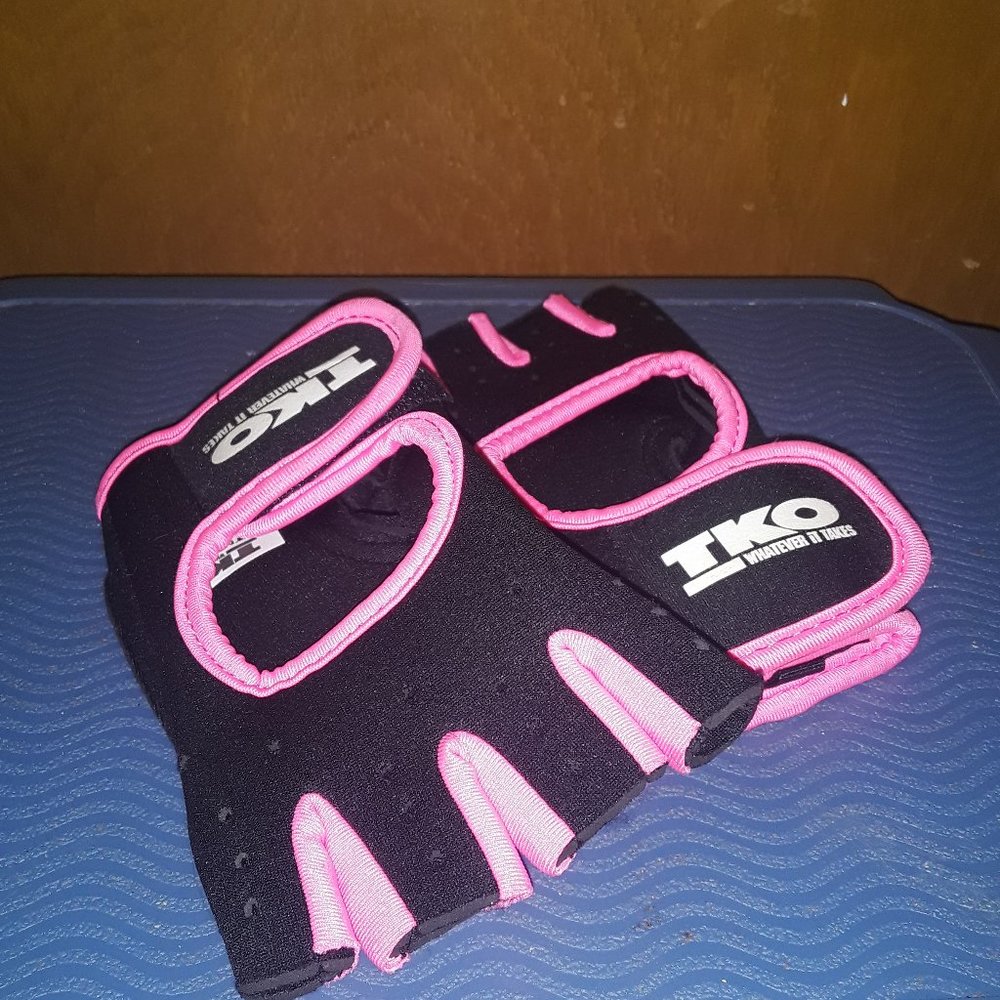 Black And Pink Workout Gloves